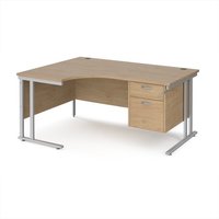 Click to view product details and reviews for Maestro 25 Left Hand Ergonomic Desk 1600mm Wide With 2 Drawer Pedestal Silver Cantilever Leg Frame Kendal Oak Top. Click to view product details and reviews for Maestro 25 Left Hand Ergonomic Desk 1600mm Wide With 2 Drawer Pedestal Silver Cantilever Leg Frame Kendal Oak Top.