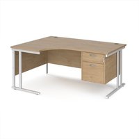 Click to view product details and reviews for Maestro 25 Left Hand Ergonomic Desk 1600mm Wide With 2 Drawer Pedestal White Cantilever Leg Frame Kendal Oak Top. Click to view product details and reviews for Maestro 25 Left Hand Ergonomic Desk 1600mm Wide With 2 Drawer Pedestal White Cantilever Leg Frame Kendal Oak Top.