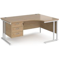 Click to view product details and reviews for Maestro 25 Right Hand Ergonomic Desk 1600mm Wide With 3 Drawer Pedestal White Cantilever Leg Frame Kendal Oak Top. Click to view product details and reviews for Maestro 25 Right Hand Ergonomic Desk 1600mm Wide With 3 Drawer Pedestal White Cantilever Leg Frame Kendal Oak Top.