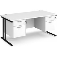 Click to view product details and reviews for Office Desk Rectangular Desk 1600mm With Double Pedestal White Top With Black Frame 800mm Depth Maestro 25 Mc16p22kwh. Click to view product details and reviews for Office Desk Rectangular Desk 1600mm With Double Pedestal White Top With Black Frame 800mm Depth Maestro 25 Mc16p22kwh.