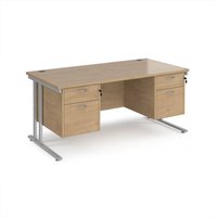 Click to view product details and reviews for Maestro 25 Straight Desk 1600mm X 800mm With Two X 2 Drawer Pedestals Silver Cantilever Leg Frame Kendal Oak Top. Click to view product details and reviews for Maestro 25 Straight Desk 1600mm X 800mm With Two X 2 Drawer Pedestals Silver Cantilever Leg Frame Kendal Oak Top.