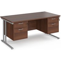 Click to view product details and reviews for Office Desk Rectangular Desk 1600mm With Double Pedestal Walnut Top With Silver Frame 800mm Depth Maestro 25 Mc16p22sw. Click to view product details and reviews for Office Desk Rectangular Desk 1600mm With Double Pedestal Walnut Top With Silver Frame 800mm Depth Maestro 25 Mc16p22sw.