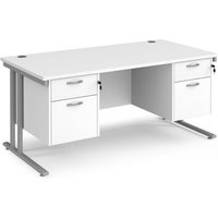 Click to view product details and reviews for Office Desk Rectangular Desk 1600mm With Double Pedestal White Top With Silver Frame 800mm Depth Maestro 25 Mc16p22swh. Click to view product details and reviews for Office Desk Rectangular Desk 1600mm With Double Pedestal White Top With Silver Frame 800mm Depth Maestro 25 Mc16p22swh.