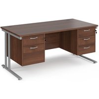 Click to view product details and reviews for Office Desk Rectangular Desk 1600mm With Double Pedestal Walnut Top With Silver Frame 800mm Depth Maestro 25 Mc16p23sw. Click to view product details and reviews for Office Desk Rectangular Desk 1600mm With Double Pedestal Walnut Top With Silver Frame 800mm Depth Maestro 25 Mc16p23sw.