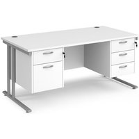 Click to view product details and reviews for Office Desk Rectangular Desk 1600mm With Double Pedestal White Top With Silver Frame 800mm Depth Maestro 25 Mc16p23swh. Click to view product details and reviews for Office Desk Rectangular Desk 1600mm With Double Pedestal White Top With Silver Frame 800mm Depth Maestro 25 Mc16p23swh.