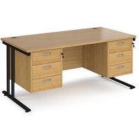 Click to view product details and reviews for Office Desk Rectangular Desk 1600mm With Double Pedestal Oak Top With Black Frame 800mm Depth Maestro 25 Mc16p33ko. Click to view product details and reviews for Office Desk Rectangular Desk 1600mm With Double Pedestal Oak Top With Black Frame 800mm Depth Maestro 25 Mc16p33ko.