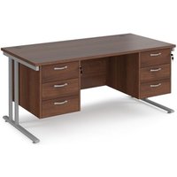 Click to view product details and reviews for Office Desk Rectangular Desk 1600mm With Double Pedestal Walnut Top With Silver Frame 800mm Depth Maestro 25 Mc16p33sw. Click to view product details and reviews for Office Desk Rectangular Desk 1600mm With Double Pedestal Walnut Top With Silver Frame 800mm Depth Maestro 25 Mc16p33sw.