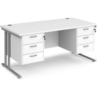 Click to view product details and reviews for Office Desk Rectangular Desk 1600mm With Double Pedestal White Top With Silver Frame 800mm Depth Maestro 25 Mc16p33swh. Click to view product details and reviews for Office Desk Rectangular Desk 1600mm With Double Pedestal White Top With Silver Frame 800mm Depth Maestro 25 Mc16p33swh.