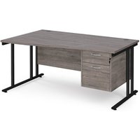 Click to view product details and reviews for Maestro 25 Left Hand Wave Desk 1600mm Wide With 2 Drawer Pedestal Black Cantilever Leg Frame Grey Oak Top. Click to view product details and reviews for Maestro 25 Left Hand Wave Desk 1600mm Wide With 2 Drawer Pedestal Black Cantilever Leg Frame Grey Oak Top.