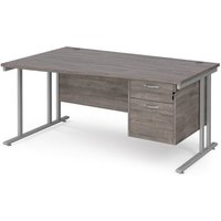 Click to view product details and reviews for Maestro 25 Left Hand Wave Desk 1600mm Wide With 2 Drawer Pedestal Silver Cantilever Leg Frame Grey Oak Top. Click to view product details and reviews for Maestro 25 Left Hand Wave Desk 1600mm Wide With 2 Drawer Pedestal Silver Cantilever Leg Frame Grey Oak Top.