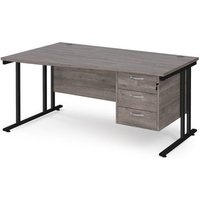 Click to view product details and reviews for Maestro 25 Left Hand Wave Desk 1600mm Wide With 3 Drawer Pedestal Black Cantilever Leg Frame Grey Oak Top. Click to view product details and reviews for Maestro 25 Left Hand Wave Desk 1600mm Wide With 3 Drawer Pedestal Black Cantilever Leg Frame Grey Oak Top.