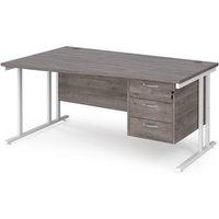 Click to view product details and reviews for Maestro 25 Left Hand Wave Desk 1600mm Wide With 3 Drawer Pedestal White Cantilever Leg Frame Grey Oak Top. Click to view product details and reviews for Maestro 25 Left Hand Wave Desk 1600mm Wide With 3 Drawer Pedestal White Cantilever Leg Frame Grey Oak Top.