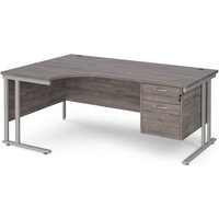 Click to view product details and reviews for Maestro 25 Left Hand Ergonomic Desk 1800mm Wide With 2 Drawer Pedestal Silver Cantilever Leg Frame Grey Oak Top. Click to view product details and reviews for Maestro 25 Left Hand Ergonomic Desk 1800mm Wide With 2 Drawer Pedestal Silver Cantilever Leg Frame Grey Oak Top.