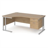 Click to view product details and reviews for Maestro 25 Left Hand Ergonomic Desk 1800mm Wide With 2 Drawer Pedestal Silver Cantilever Leg Frame Kendal Oak Top. Click to view product details and reviews for Maestro 25 Left Hand Ergonomic Desk 1800mm Wide With 2 Drawer Pedestal Silver Cantilever Leg Frame Kendal Oak Top.
