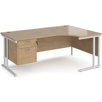 Click to view product details and reviews for Maestro 25 Right Hand Ergonomic Desk 1800mm Wide With 2 Drawer Pedestal White Cantilever Leg Frame Kendal Oak Top. Click to view product details and reviews for Maestro 25 Right Hand Ergonomic Desk 1800mm Wide With 2 Drawer Pedestal White Cantilever Leg Frame Kendal Oak Top.
