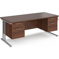 Click to view product details and reviews for Office Desk Rectangular Desk 1800mm With Double Pedestal Walnut Top With Silver Frame 800mm Depth Maestro 25 Mc18p22sw. Click to view product details and reviews for Office Desk Rectangular Desk 1800mm With Double Pedestal Walnut Top With Silver Frame 800mm Depth Maestro 25 Mc18p22sw.