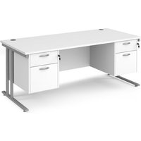 Click to view product details and reviews for Office Desk Rectangular Desk 1800mm With Double Pedestal White Top With Silver Frame 800mm Depth Maestro 25 Mc18p22swh. Click to view product details and reviews for Office Desk Rectangular Desk 1800mm With Double Pedestal White Top With Silver Frame 800mm Depth Maestro 25 Mc18p22swh.
