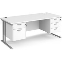 Click to view product details and reviews for Office Desk Rectangular Desk 1800mm With Double Pedestal White Top With Silver Frame 800mm Depth Maestro 25 Mc18p23swh. Click to view product details and reviews for Office Desk Rectangular Desk 1800mm With Double Pedestal White Top With Silver Frame 800mm Depth Maestro 25 Mc18p23swh.
