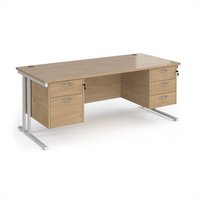 Click to view product details and reviews for Maestro 25 Straight Desk 1800mm X 800mm With 2 And 3 Drawer Pedestals White Cantilever Leg Frame Kendal Oak Top. Click to view product details and reviews for Maestro 25 Straight Desk 1800mm X 800mm With 2 And 3 Drawer Pedestals White Cantilever Leg Frame Kendal Oak Top.