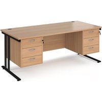 Click to view product details and reviews for Office Desk Rectangular Desk 1800mm With Double Pedestal Beech Top With Black Frame 800mm Depth Maestro 25 Mc18p33kb. Click to view product details and reviews for Office Desk Rectangular Desk 1800mm With Double Pedestal Beech Top With Black Frame 800mm Depth Maestro 25 Mc18p33kb.