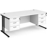 Click to view product details and reviews for Office Desk Rectangular Desk 1800mm With Double Pedestal White Top With Black Frame 800mm Depth Maestro 25 Mc18p33kwh. Click to view product details and reviews for Office Desk Rectangular Desk 1800mm With Double Pedestal White Top With Black Frame 800mm Depth Maestro 25 Mc18p33kwh.