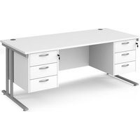 Click to view product details and reviews for Office Desk Rectangular Desk 1800mm With Double Pedestal White Top With Silver Frame 800mm Depth Maestro 25 Mc18p33swh. Click to view product details and reviews for Office Desk Rectangular Desk 1800mm With Double Pedestal White Top With Silver Frame 800mm Depth Maestro 25 Mc18p33swh.
