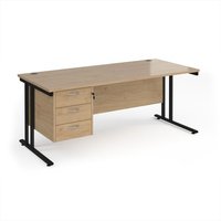 Click to view product details and reviews for Maestro 25 Straight Desk 1800mm X 800mm With 3 Drawer Pedestal Black Cantilever Leg Frame Kendal Oak Top. Click to view product details and reviews for Maestro 25 Straight Desk 1800mm X 800mm With 3 Drawer Pedestal Black Cantilever Leg Frame Kendal Oak Top.
