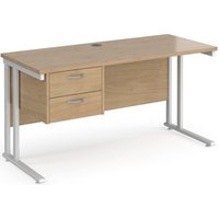 Click to view product details and reviews for Maestro 25 Straight Desk 1400mm X 600mm With 2 Drawer Pedestal White Cantilever Leg Frame Kendal Oak Top. Click to view product details and reviews for Maestro 25 Straight Desk 1400mm X 600mm With 2 Drawer Pedestal White Cantilever Leg Frame Kendal Oak Top.