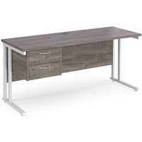 Click to view product details and reviews for Maestro 25 Straight Desk 1600mm X 600mm With 2 Drawer Pedestal White Cantilever Leg Frame Leg Grey Oak Top. Click to view product details and reviews for Maestro 25 Straight Desk 1600mm X 600mm With 2 Drawer Pedestal White Cantilever Leg Frame Leg Grey Oak Top.