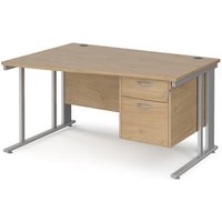 Click to view product details and reviews for Maestro 25 Left Hand Wave Desk 1400mm Wide With 2 Drawer Pedestal Silver Cable Managed Leg Frame Kendal Oak Top. Click to view product details and reviews for Maestro 25 Left Hand Wave Desk 1400mm Wide With 2 Drawer Pedestal Silver Cable Managed Leg Frame Kendal Oak Top.