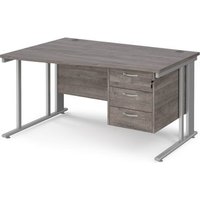 Click to view product details and reviews for Maestro 25 Left Hand Wave Desk 1400mm Wide With 3 Drawer Pedestal Silver Cable Managed Leg Frame Grey Oak Top. Click to view product details and reviews for Maestro 25 Left Hand Wave Desk 1400mm Wide With 3 Drawer Pedestal Silver Cable Managed Leg Frame Grey Oak Top.