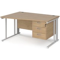 Click to view product details and reviews for Maestro 25 Left Hand Wave Desk 1400mm Wide With 3 Drawer Pedestal White Cable Managed Leg Frame Kendal Oak Top. Click to view product details and reviews for Maestro 25 Left Hand Wave Desk 1400mm Wide With 3 Drawer Pedestal White Cable Managed Leg Frame Kendal Oak Top.