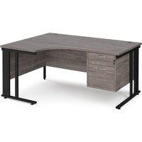 Click to view product details and reviews for Maestro 25 Left Hand Ergonomic Desk 1600mm Wide With 2 Drawer Pedestal Black Cable Managed Leg Frame Grey Oak Top. Click to view product details and reviews for Maestro 25 Left Hand Ergonomic Desk 1600mm Wide With 2 Drawer Pedestal Black Cable Managed Leg Frame Grey Oak Top.