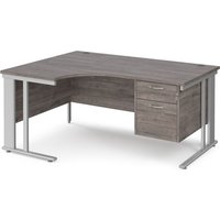 Click to view product details and reviews for Maestro 25 Left Hand Ergonomic Desk 1600mm Wide With 2 Drawer Pedestal Silver Cable Managed Leg Frame Grey Oak Top. Click to view product details and reviews for Maestro 25 Left Hand Ergonomic Desk 1600mm Wide With 2 Drawer Pedestal Silver Cable Managed Leg Frame Grey Oak Top.