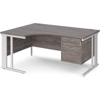 Click to view product details and reviews for Maestro 25 Left Hand Ergonomic Desk 1600mm Wide With 2 Drawer Pedestal White Cable Managed Leg Frame Grey Oak Top. Click to view product details and reviews for Maestro 25 Left Hand Ergonomic Desk 1600mm Wide With 2 Drawer Pedestal White Cable Managed Leg Frame Grey Oak Top.