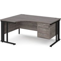 Click to view product details and reviews for Maestro 25 Left Hand Ergonomic Desk 1600mm Wide With 3 Drawer Pedestal Black Cable Managed Leg Frame Grey Oak Top. Click to view product details and reviews for Maestro 25 Left Hand Ergonomic Desk 1600mm Wide With 3 Drawer Pedestal Black Cable Managed Leg Frame Grey Oak Top.