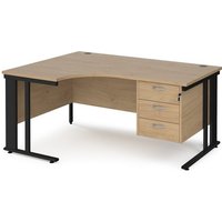 Click to view product details and reviews for Maestro 25 Left Hand Ergonomic Desk 1600mm Wide With 3 Drawer Pedestal Black Cable Managed Leg Frame Kendal Oak Top. Click to view product details and reviews for Maestro 25 Left Hand Ergonomic Desk 1600mm Wide With 3 Drawer Pedestal Black Cable Managed Leg Frame Kendal Oak Top.