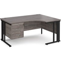 Click to view product details and reviews for Maestro 25 Right Hand Ergonomic Desk 1600mm Wide With 3 Drawer Pedestal Black Cable Managed Leg Frame Grey Oak Top. Click to view product details and reviews for Maestro 25 Right Hand Ergonomic Desk 1600mm Wide With 3 Drawer Pedestal Black Cable Managed Leg Frame Grey Oak Top.