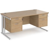 Click to view product details and reviews for Maestro 25 Straight Desk 1600mm X 800mm With Two X 2 Drawer Pedestals White Cable Managed Leg Frame Kendal Oak Top. Click to view product details and reviews for Maestro 25 Straight Desk 1600mm X 800mm With Two X 2 Drawer Pedestals White Cable Managed Leg Frame Kendal Oak Top.