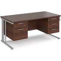 Click to view product details and reviews for Office Desk Rectangular Desk 1600mm With Double Pedestal Walnut Top With Silver Frame 800mm Depth Maestro 25 Mcm16p23sw. Click to view product details and reviews for Office Desk Rectangular Desk 1600mm With Double Pedestal Walnut Top With Silver Frame 800mm Depth Maestro 25 Mcm16p23sw.