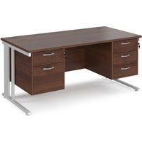 Click to view product details and reviews for Office Desk Rectangular Desk 1600mm With Double Pedestal Walnut Top With White Frame 800mm Depth Maestro 25 Mcm16p23whw. Click to view product details and reviews for Office Desk Rectangular Desk 1600mm With Double Pedestal Walnut Top With White Frame 800mm Depth Maestro 25 Mcm16p23whw.
