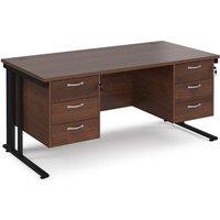 Click to view product details and reviews for Office Desk Rectangular Desk 1600mm With Double Pedestal Walnut Top With Black Frame 800mm Depth Maestro 25 Mcm16p33kw. Click to view product details and reviews for Office Desk Rectangular Desk 1600mm With Double Pedestal Walnut Top With Black Frame 800mm Depth Maestro 25 Mcm16p33kw.