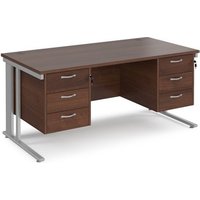 Click to view product details and reviews for Office Desk Rectangular Desk 1600mm With Double Pedestal Walnut Top With Silver Frame 800mm Depth Maestro 25 Mcm16p33sw. Click to view product details and reviews for Office Desk Rectangular Desk 1600mm With Double Pedestal Walnut Top With Silver Frame 800mm Depth Maestro 25 Mcm16p33sw.