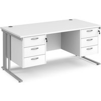 Click to view product details and reviews for Office Desk Rectangular Desk 1600mm With Double Pedestal White Top With Silver Frame 800mm Depth Maestro 25 Mcm16p33swh. Click to view product details and reviews for Office Desk Rectangular Desk 1600mm With Double Pedestal White Top With Silver Frame 800mm Depth Maestro 25 Mcm16p33swh.