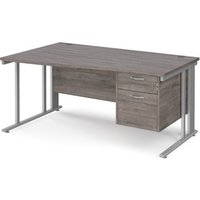 Click to view product details and reviews for Maestro 25 Left Hand Wave Desk 1600mm Wide With 2 Drawer Pedestal Silver Cable Managed Leg Frame Grey Oak Top. Click to view product details and reviews for Maestro 25 Left Hand Wave Desk 1600mm Wide With 2 Drawer Pedestal Silver Cable Managed Leg Frame Grey Oak Top.
