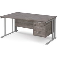 Click to view product details and reviews for Maestro 25 Left Hand Wave Desk 1600mm Wide With 3 Drawer Pedestal Silver Cable Managed Leg Frame Grey Oak Top. Click to view product details and reviews for Maestro 25 Left Hand Wave Desk 1600mm Wide With 3 Drawer Pedestal Silver Cable Managed Leg Frame Grey Oak Top.