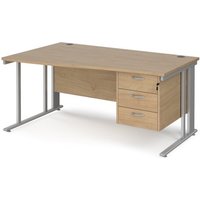 Click to view product details and reviews for Maestro 25 Left Hand Wave Desk 1600mm Wide With 3 Drawer Pedestal Silver Cable Managed Leg Frame Kendal Oak Top. Click to view product details and reviews for Maestro 25 Left Hand Wave Desk 1600mm Wide With 3 Drawer Pedestal Silver Cable Managed Leg Frame Kendal Oak Top.