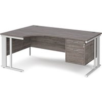 Click to view product details and reviews for Maestro 25 Left Hand Ergonomic Desk 1800mm Wide With 2 Drawer Pedestal White Cable Managed Leg Frame Grey Oak Top. Click to view product details and reviews for Maestro 25 Left Hand Ergonomic Desk 1800mm Wide With 2 Drawer Pedestal White Cable Managed Leg Frame Grey Oak Top.