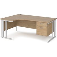 Click to view product details and reviews for Maestro 25 Left Hand Ergonomic Desk 1800mm Wide With 2 Drawer Pedestal White Cable Managed Leg Frame Kendal Oak Top. Click to view product details and reviews for Maestro 25 Left Hand Ergonomic Desk 1800mm Wide With 2 Drawer Pedestal White Cable Managed Leg Frame Kendal Oak Top.