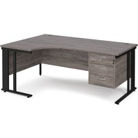 Click to view product details and reviews for Maestro 25 Left Hand Ergonomic Desk 1800mm Wide With 3 Drawer Pedestal Black Cable Managed Leg Frame Grey Oak Top. Click to view product details and reviews for Maestro 25 Left Hand Ergonomic Desk 1800mm Wide With 3 Drawer Pedestal Black Cable Managed Leg Frame Grey Oak Top.